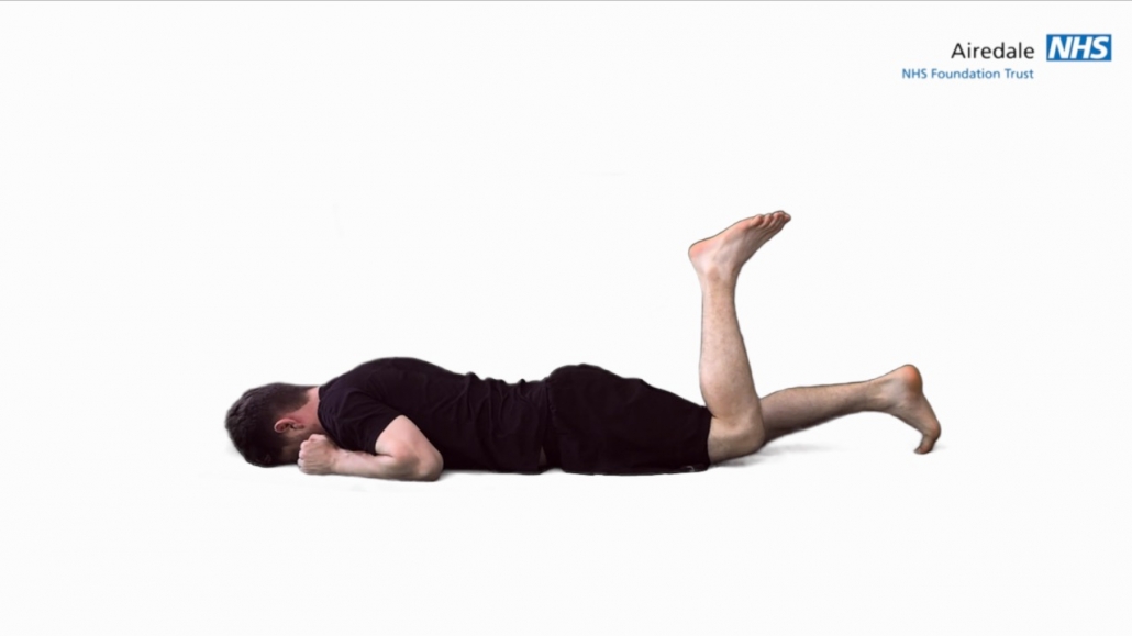 Knee bend with back kick in prone