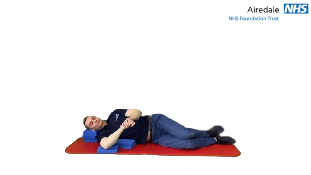 Side lying posterior shoulder stretch – sleeper stretch