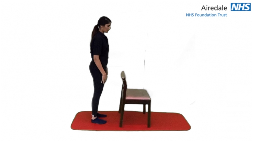 Single leg mini squat with chair